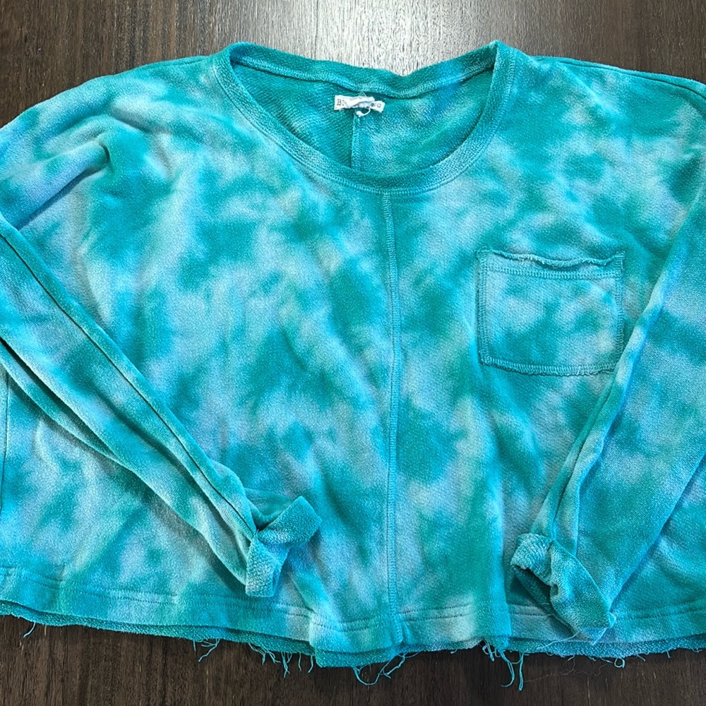 BILLABONG WOMEN's light sweatshirt teal tie dye lightweight EUC sz M